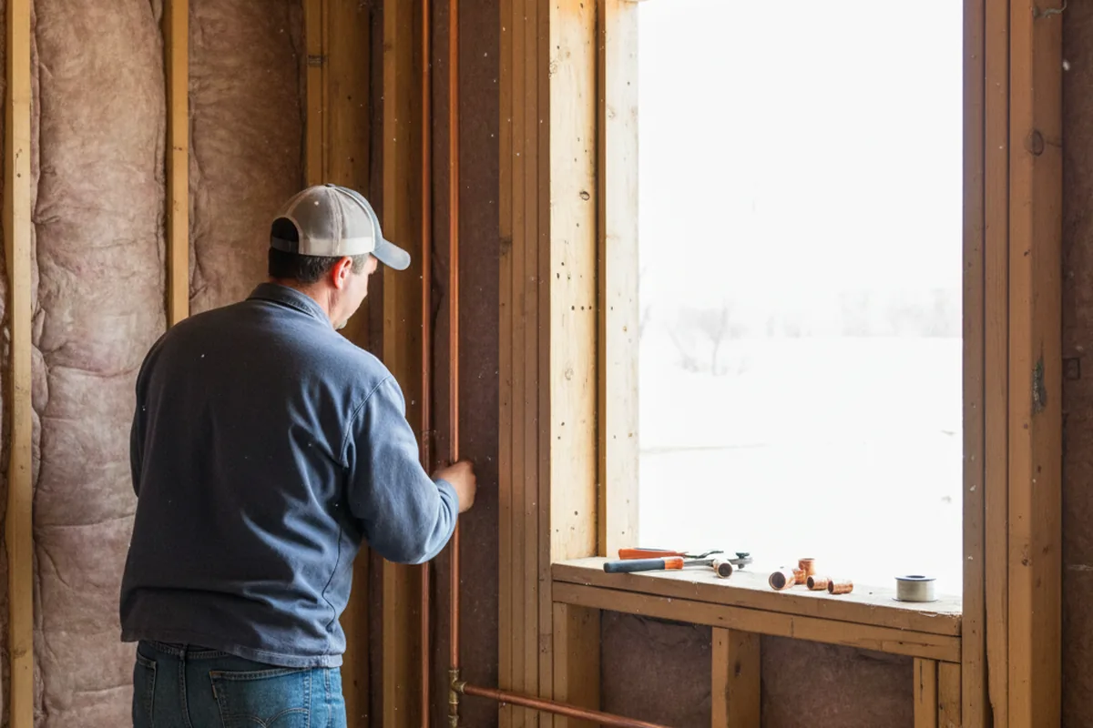 Licensed plumber running new copper supply lines in a Hampden home