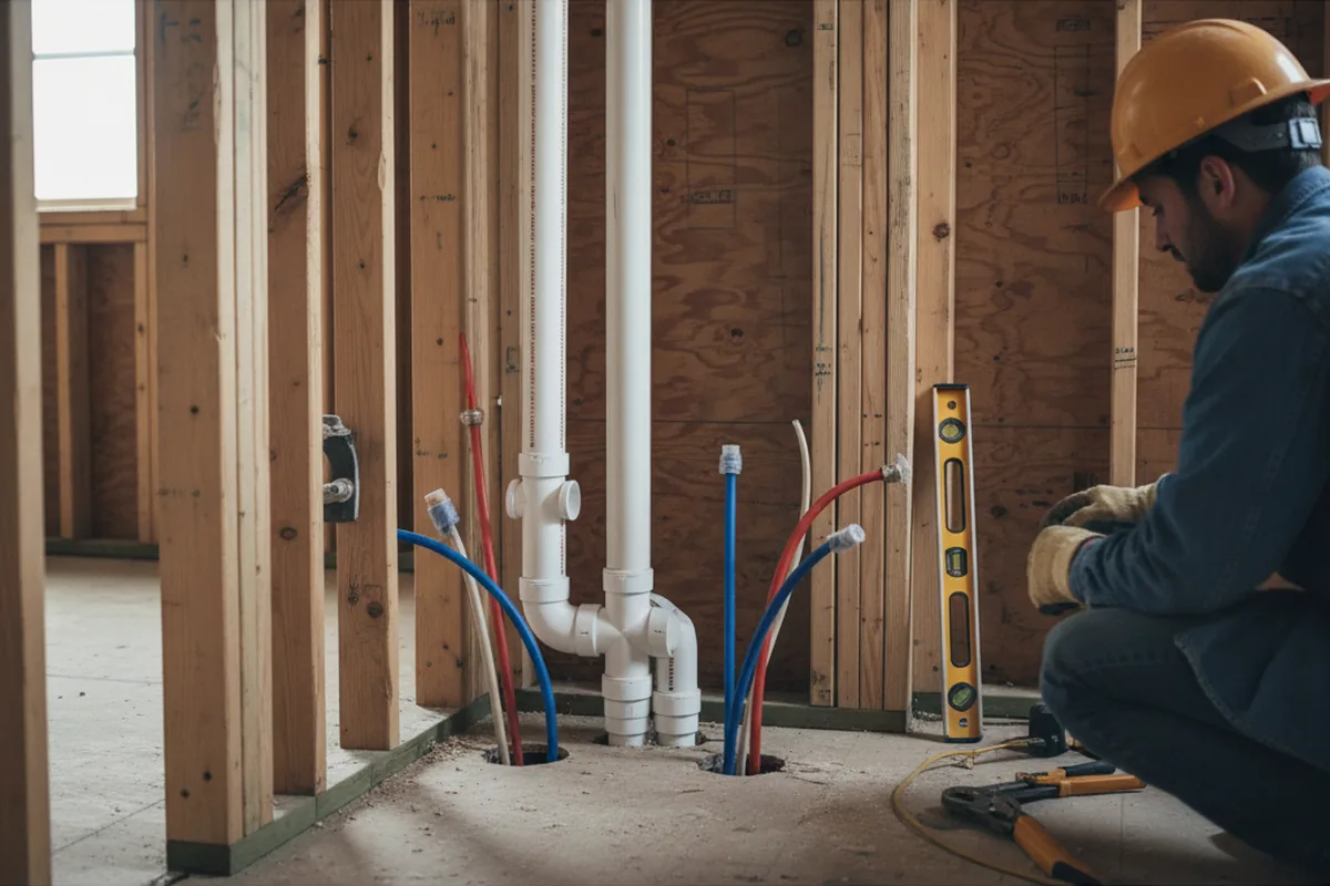 Drain and supply rough-in during Drain Cleaning in Hampden