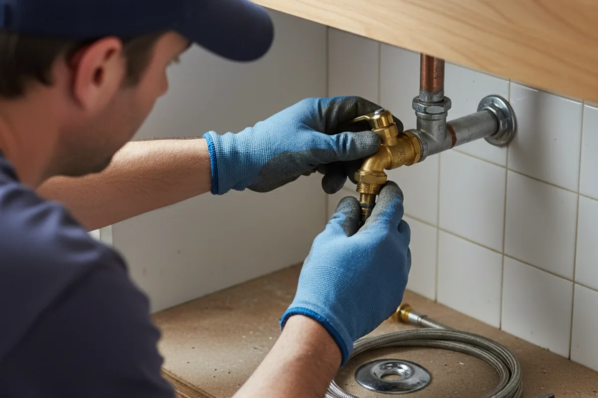 Shutoff valve and fitting work during Burst Pipe Repair in Hampden